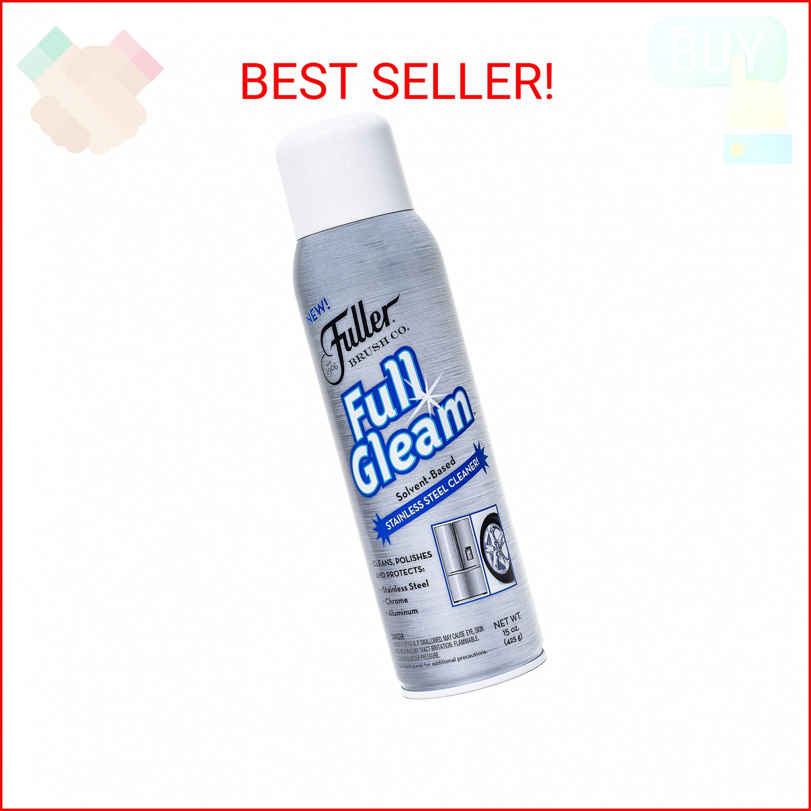 Fuller Brush Full Gleam Stainless Steel Cleaner – 15 oz Spray for Appliances, Ch