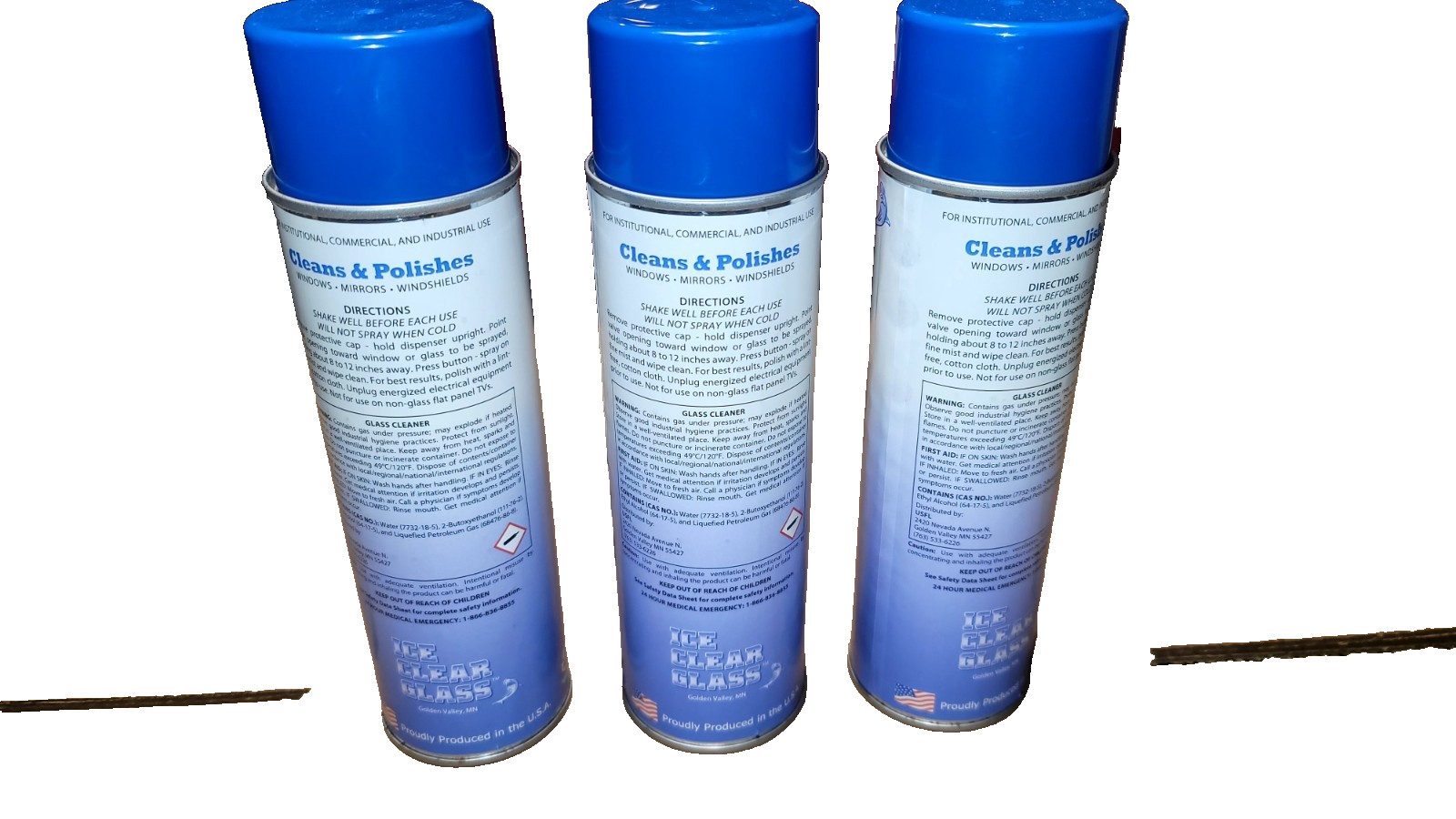 Industrial Strength Glass Cleaner 19oz Ammonia-Free Streak-Free Foam Spray 3 Pk