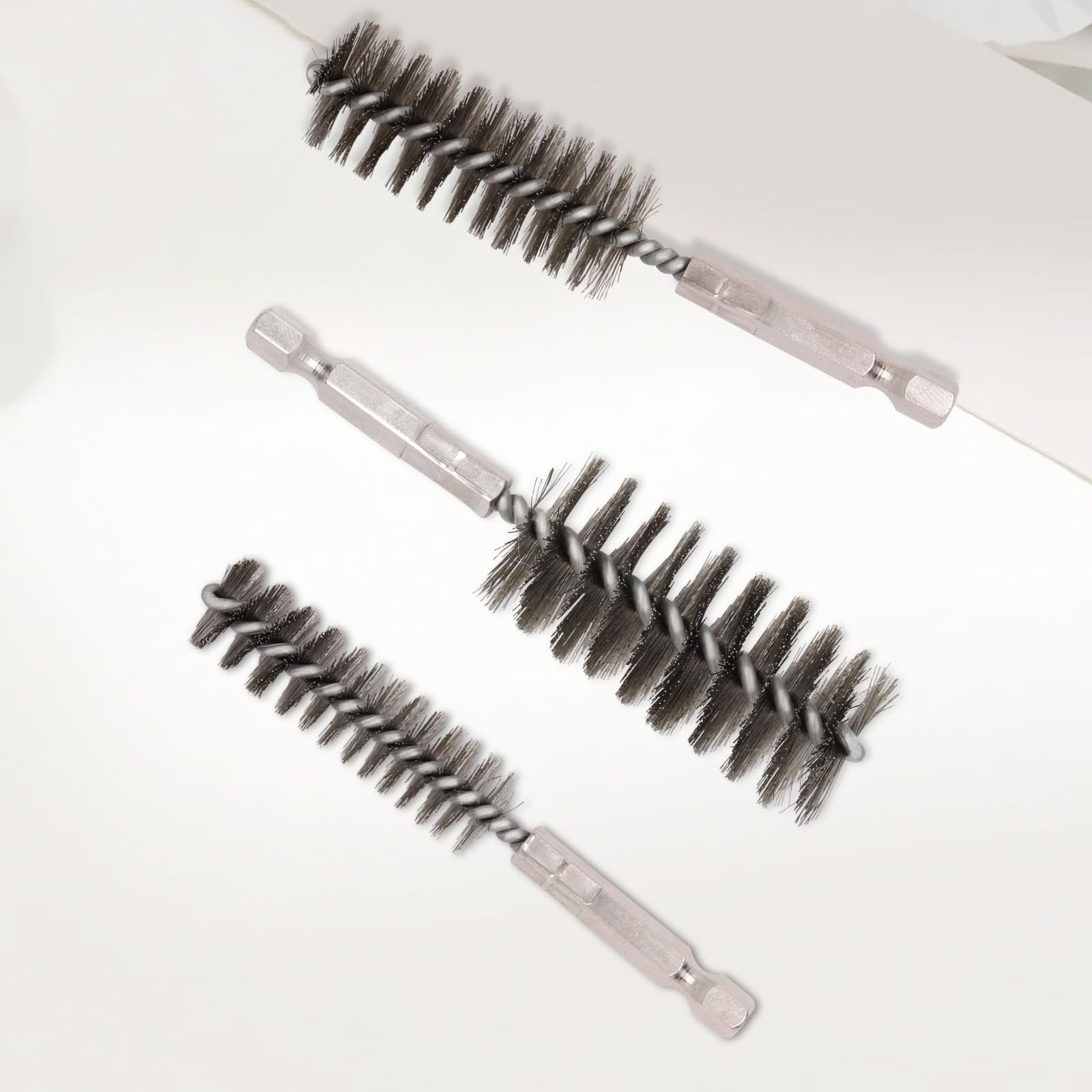 6 Pcs Bore Brush for Drill, 1/4″ Hex Shank Stainless Steel Twisted Wire Brush…