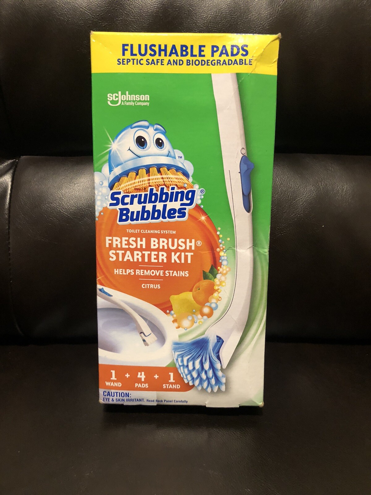 NEW Scrubbing Bubbles Fresh Brush Citrus Starter Kit 19” Wand 4 Refills & Stand