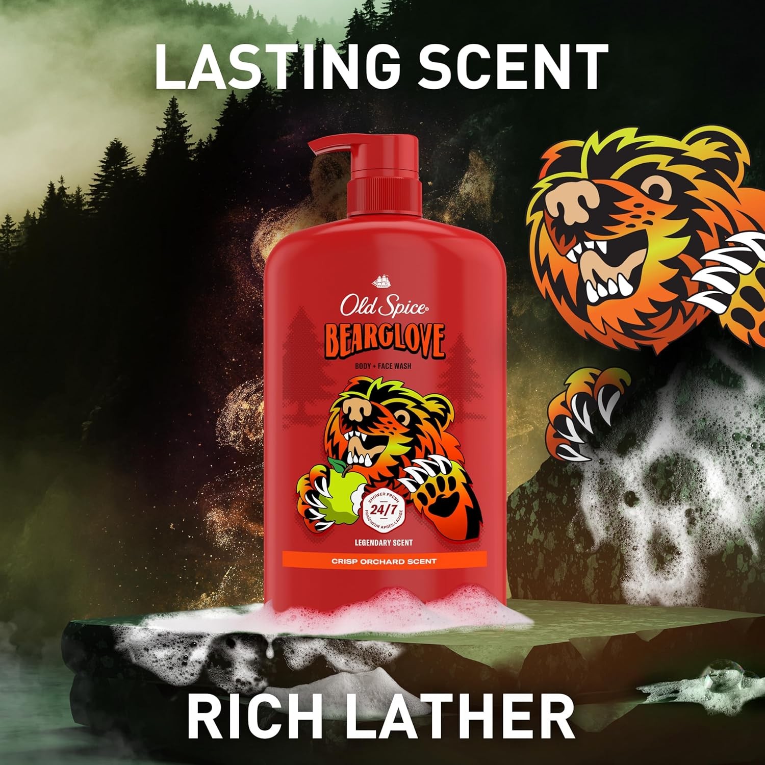 Old Spice Cleansing Body Wash for Men, 3X Defense, 24/7 Shower Fresh with Last