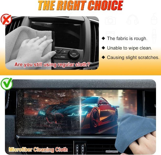 Car Screen Cleaner – Vehicle Touchscreen Microfiber Cleaning Cloth, Touch Blue