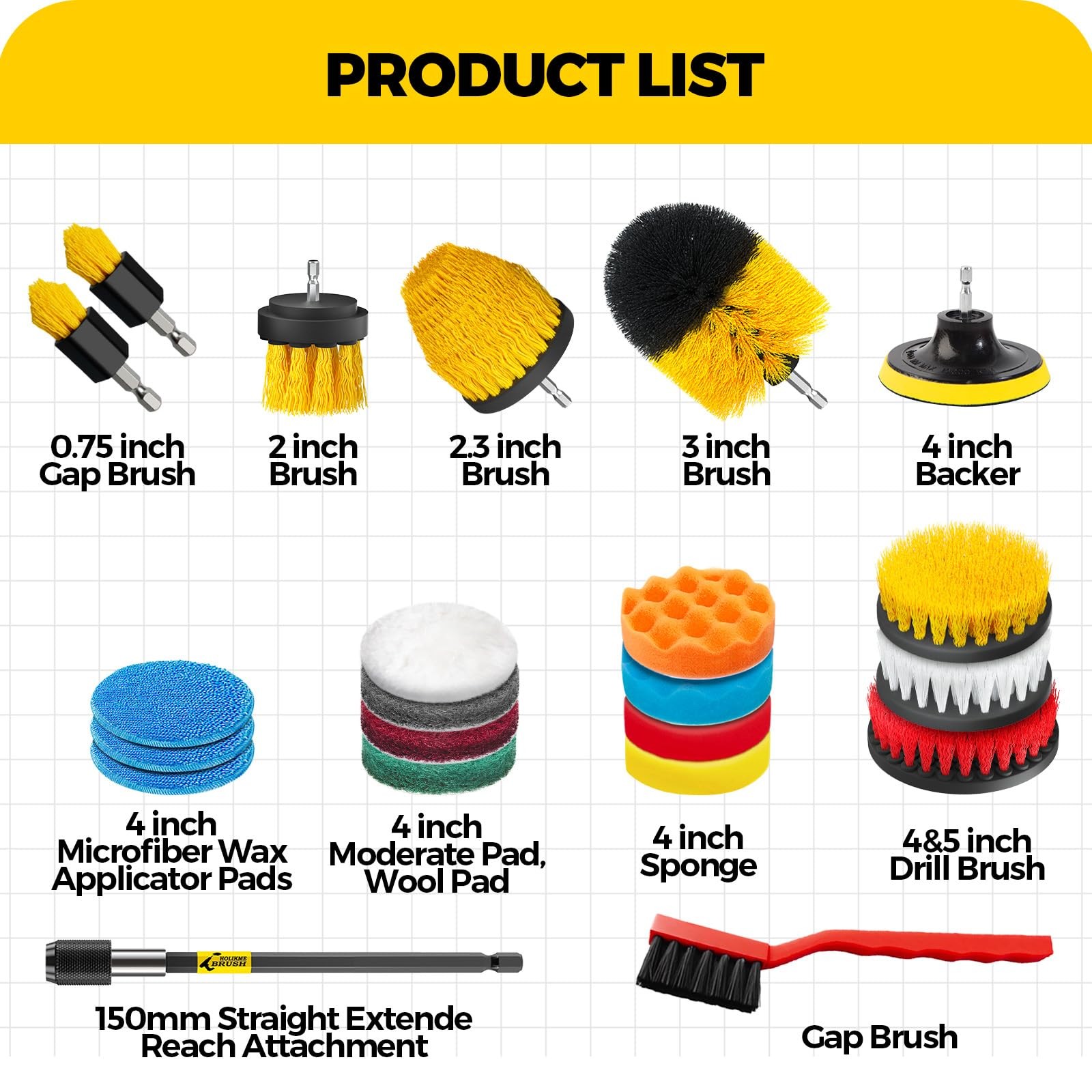 22Pack Drill Brush Attachments Set,Scrub Pads & Sponge, Buffing Pads,Power Sc…