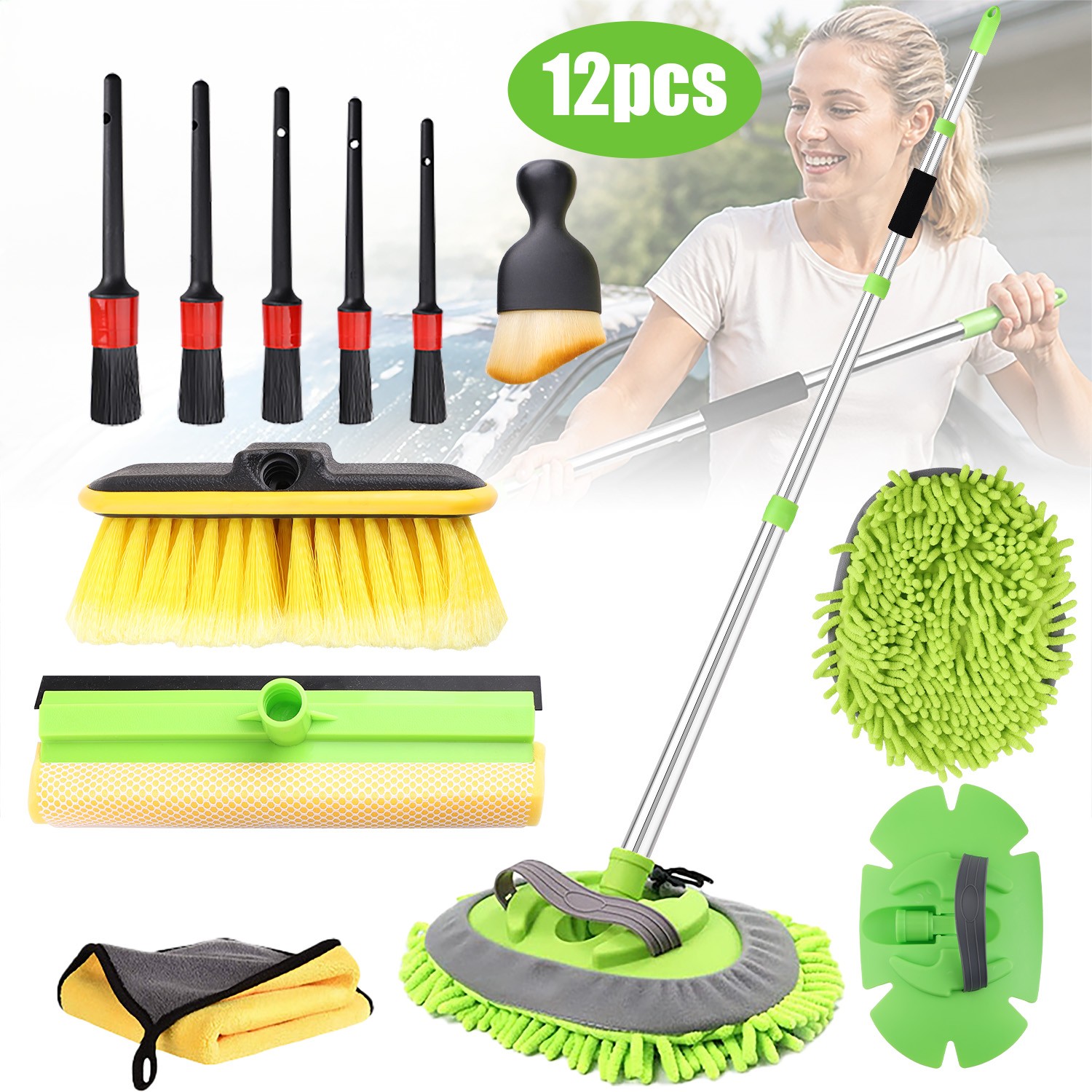 12Pcs Wheel Brush Kit for Cleaning Wheel & Tire, Wheel & Rim Brush,Car Detailing