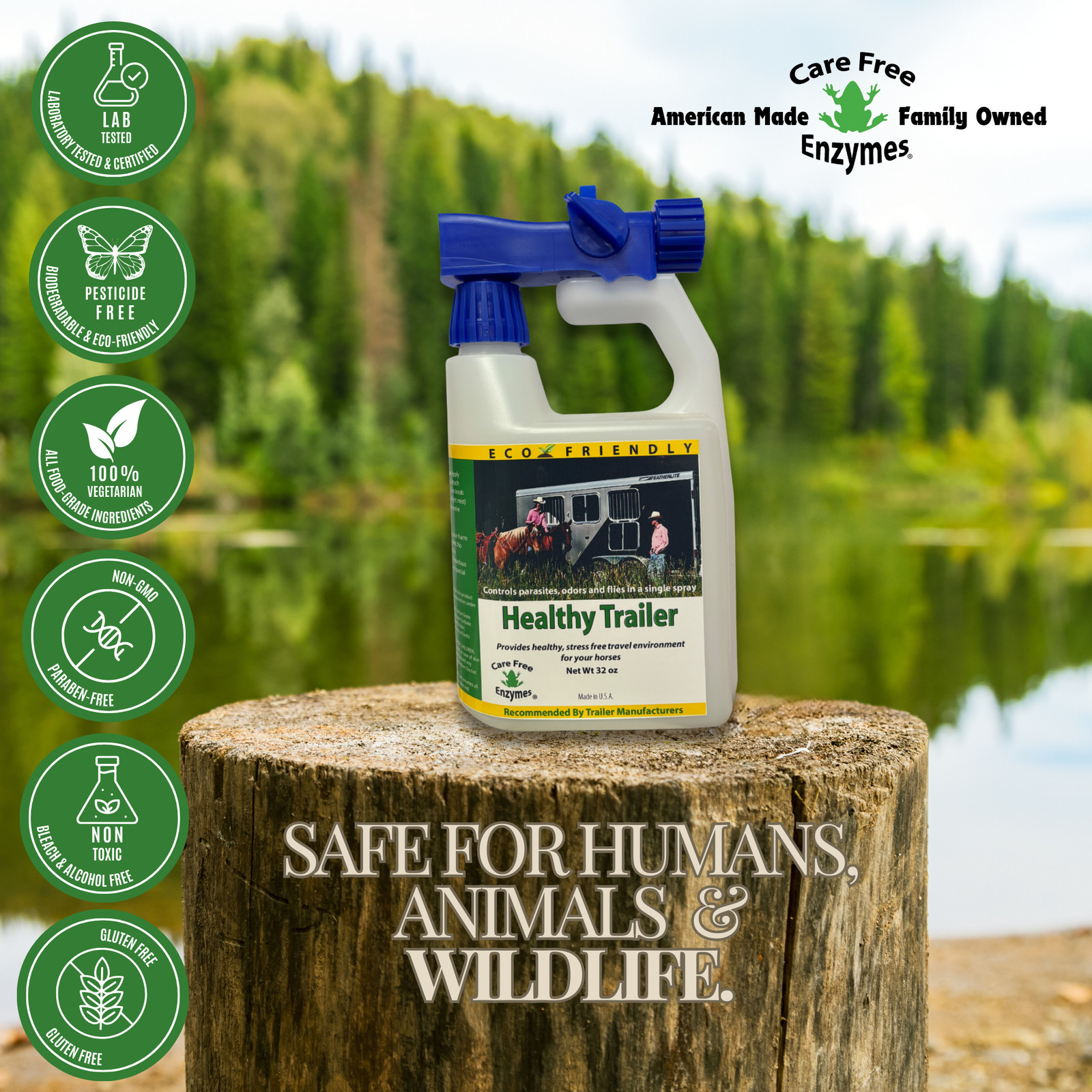 Horse & Livestock Trailer Cleaner & Deodorizer | Healthy Trailer | 32 oz & 33.9