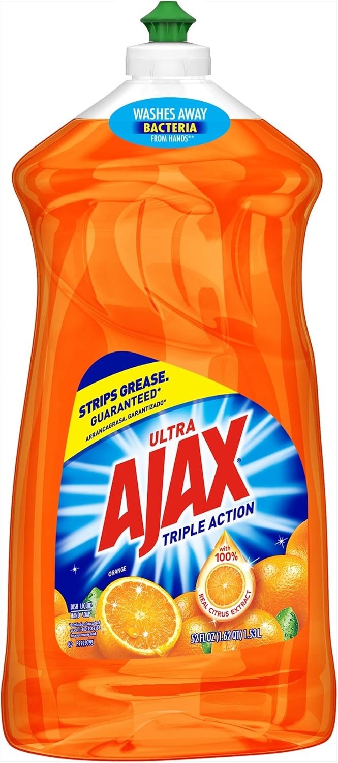 Ultra Liquid Dish Soap Orange Scent,Triple Action, Mess-Free, 52 fl oz Bottle