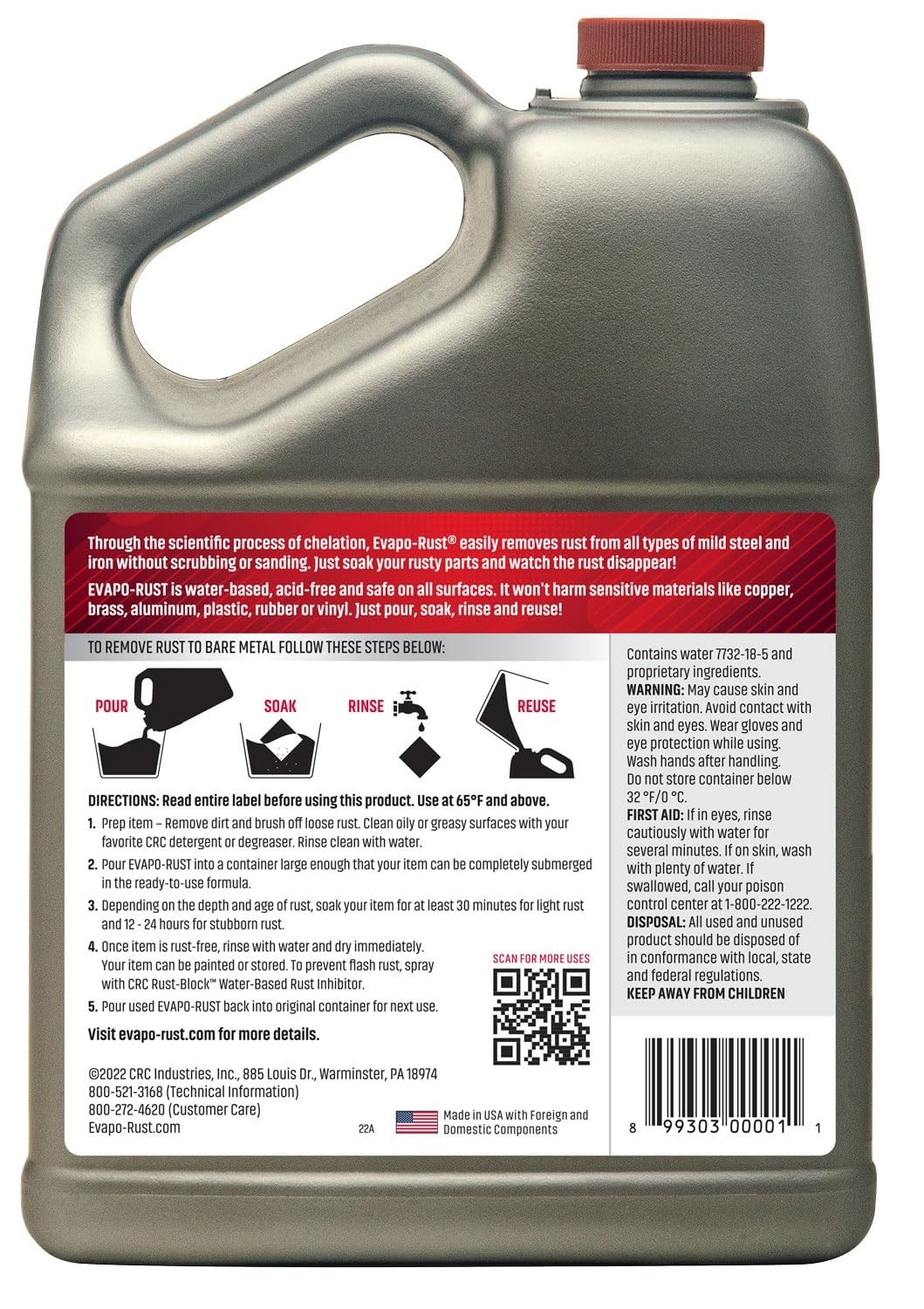 Heavy Duty Rust Remover 128 oz – Safe for Auto Parts, Hardware & Antiques
