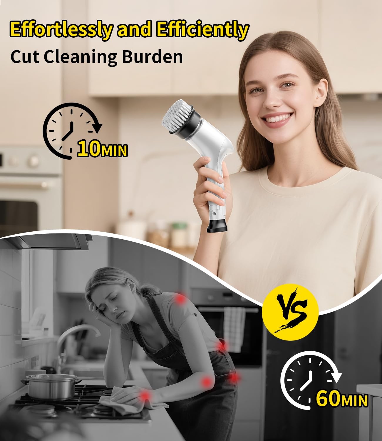 Spin Scrubber, Cordless Household Cleaning Brush with 6 Replaceable Heads, 3 …