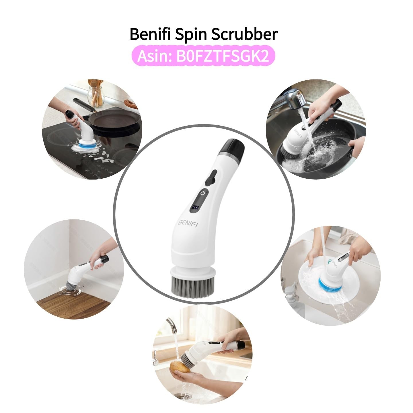 Electric Spin Scrubber Brush Set, Full-Body IPX7 Waterproof Cordless Electric…