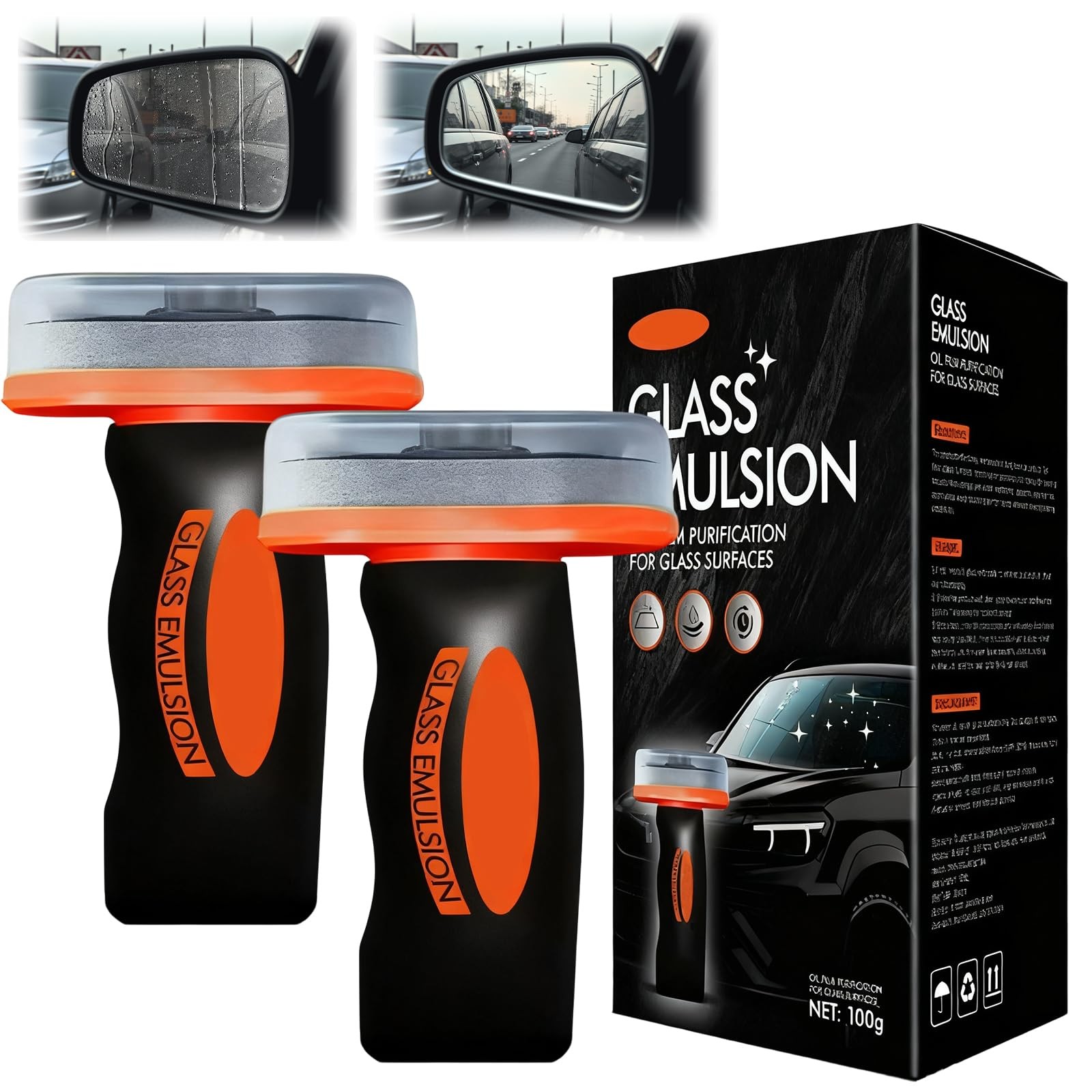 Glass Oil Film Remover for Cars – Enhance Windshield Clarity & Safety (2pcs)