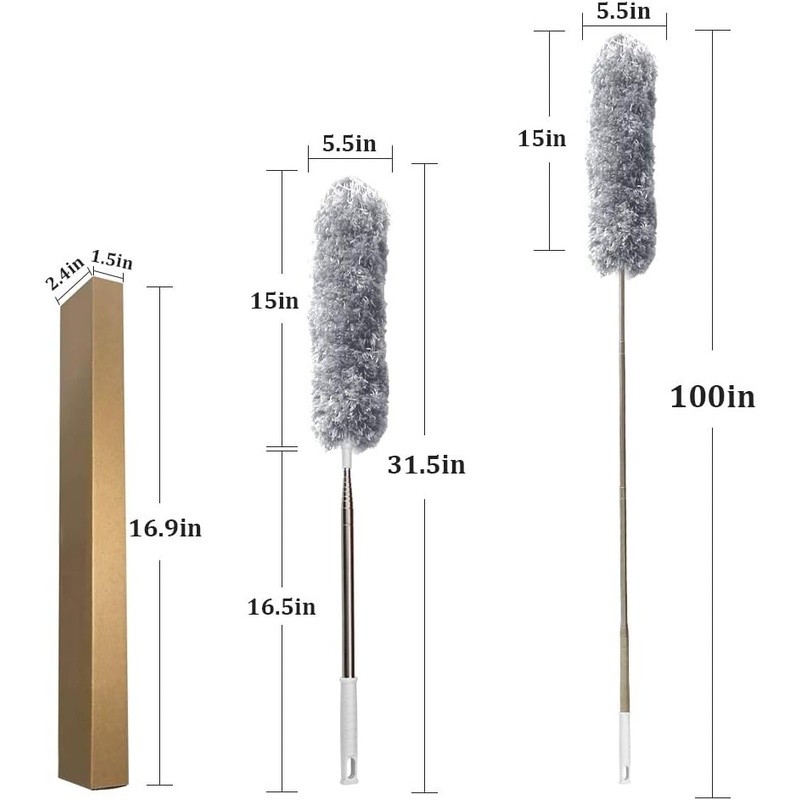 Extendable Microfiber Duster Bendable Head Telescopic Cleaning Tool Dust Remover
