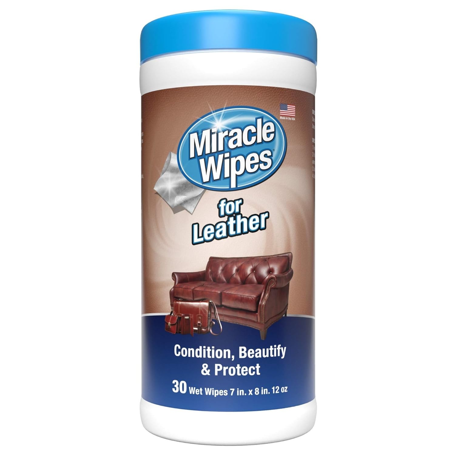 Multi-Purpose Leather Care Wipes – Cleans, Protects, and Moisturizes – 30 Count