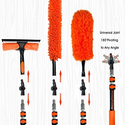 26FT Reach Dusting Kit – Long Duster with 5-20FT Extension Pole – High – High