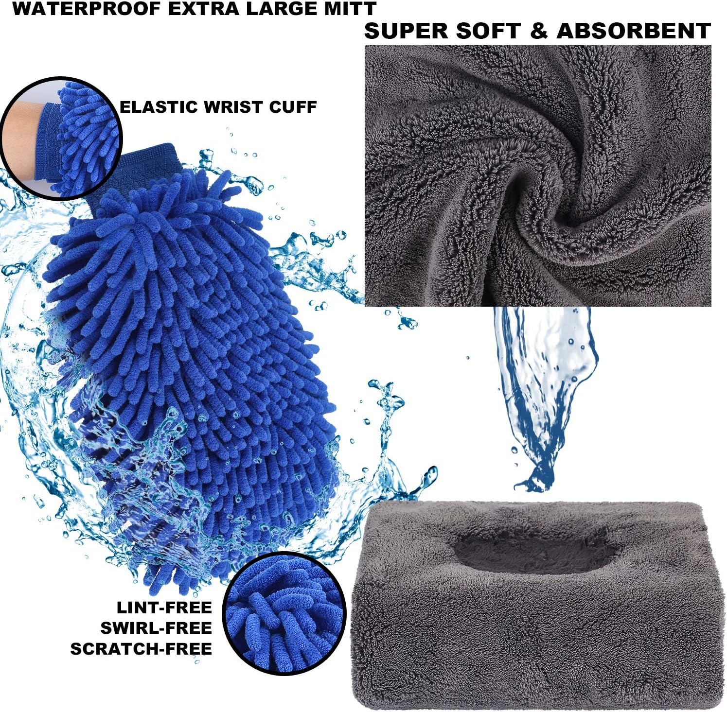 AUTODECO 22Pcs Car Wash Cleaning Tools Kit Car Detailing Set with Blue Canvas Ba