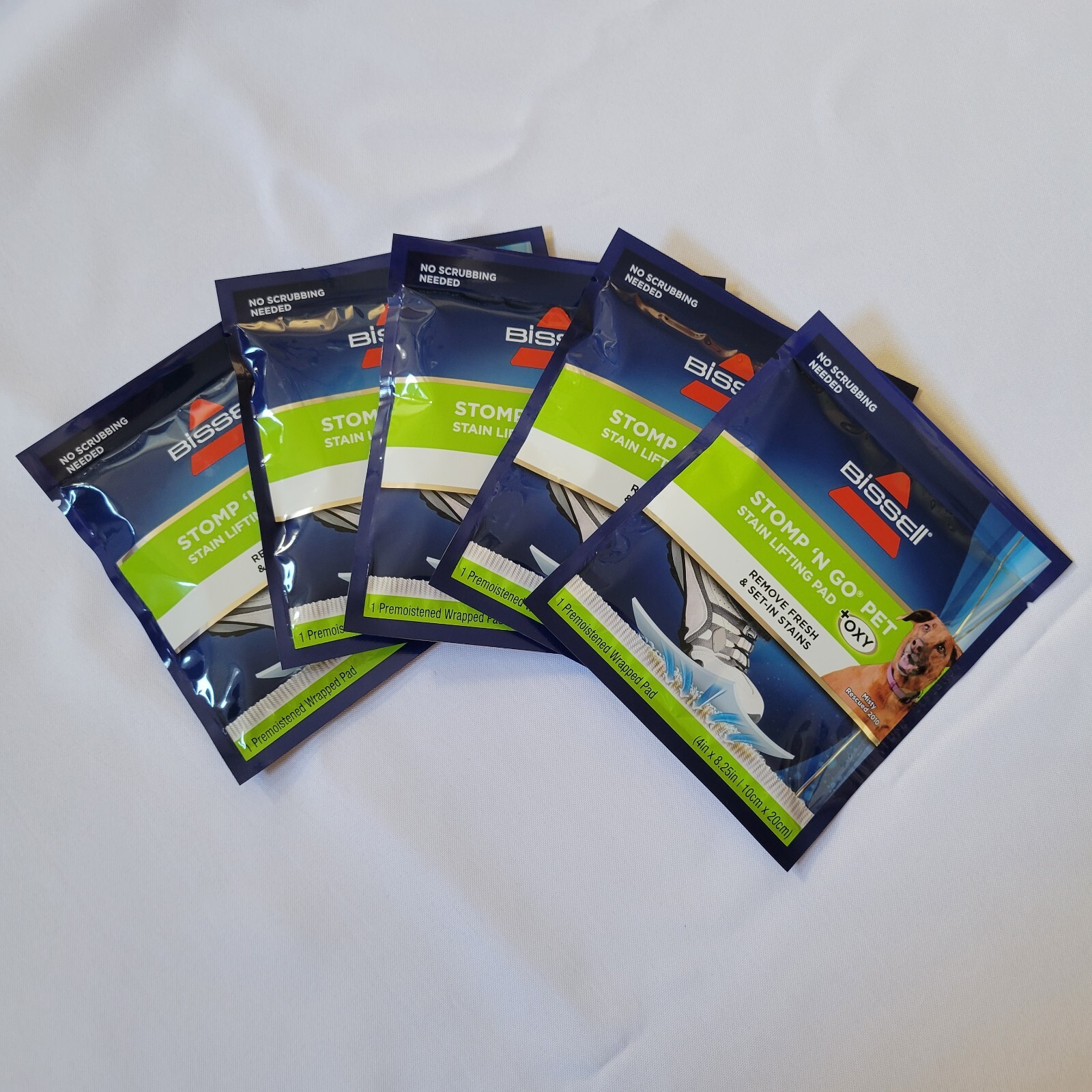 5 Pack Bissell Stomp ‘n Go Pet Stain Lifting Pads +OXY Carpet Pet Stain Remover
