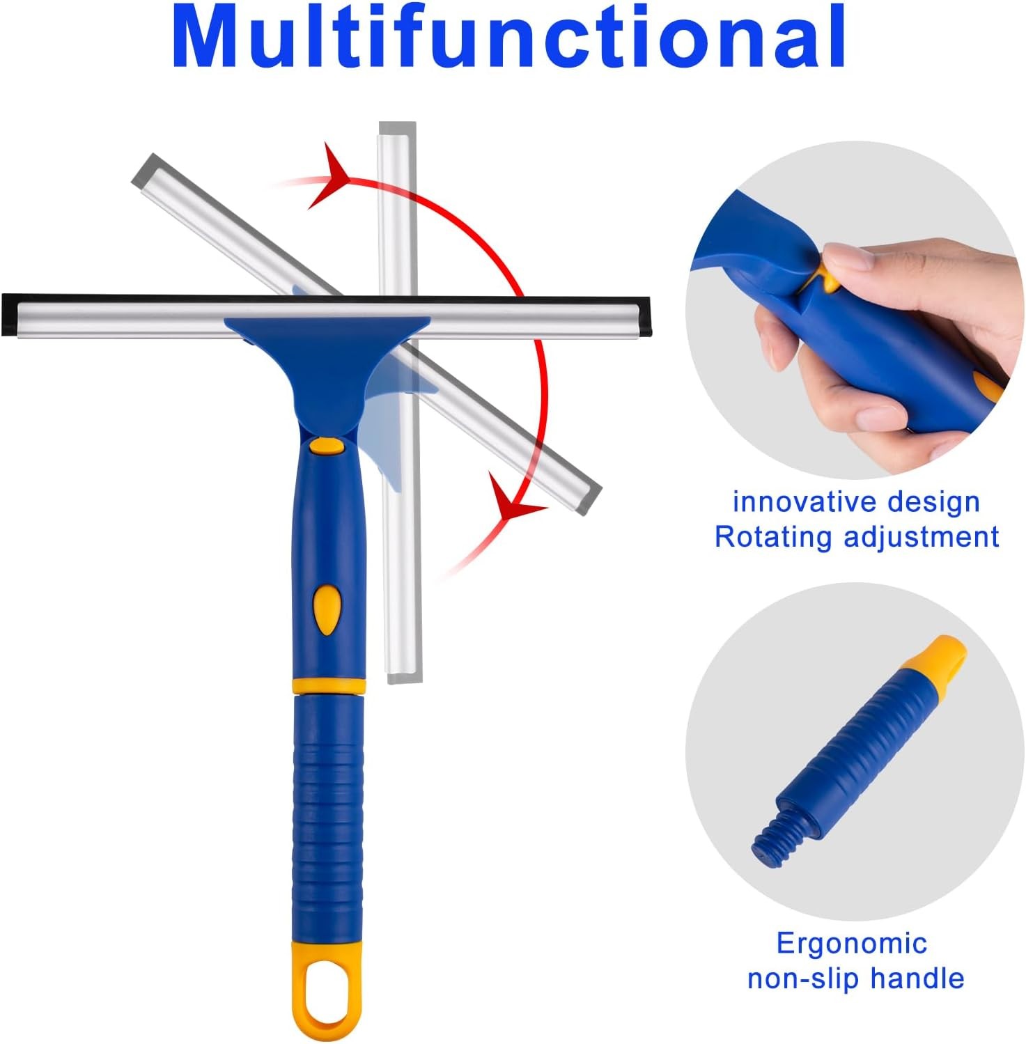 Swivel Shower Squeegee for Glass Doors, All-Purpose Anti-Slip Window Squeegee