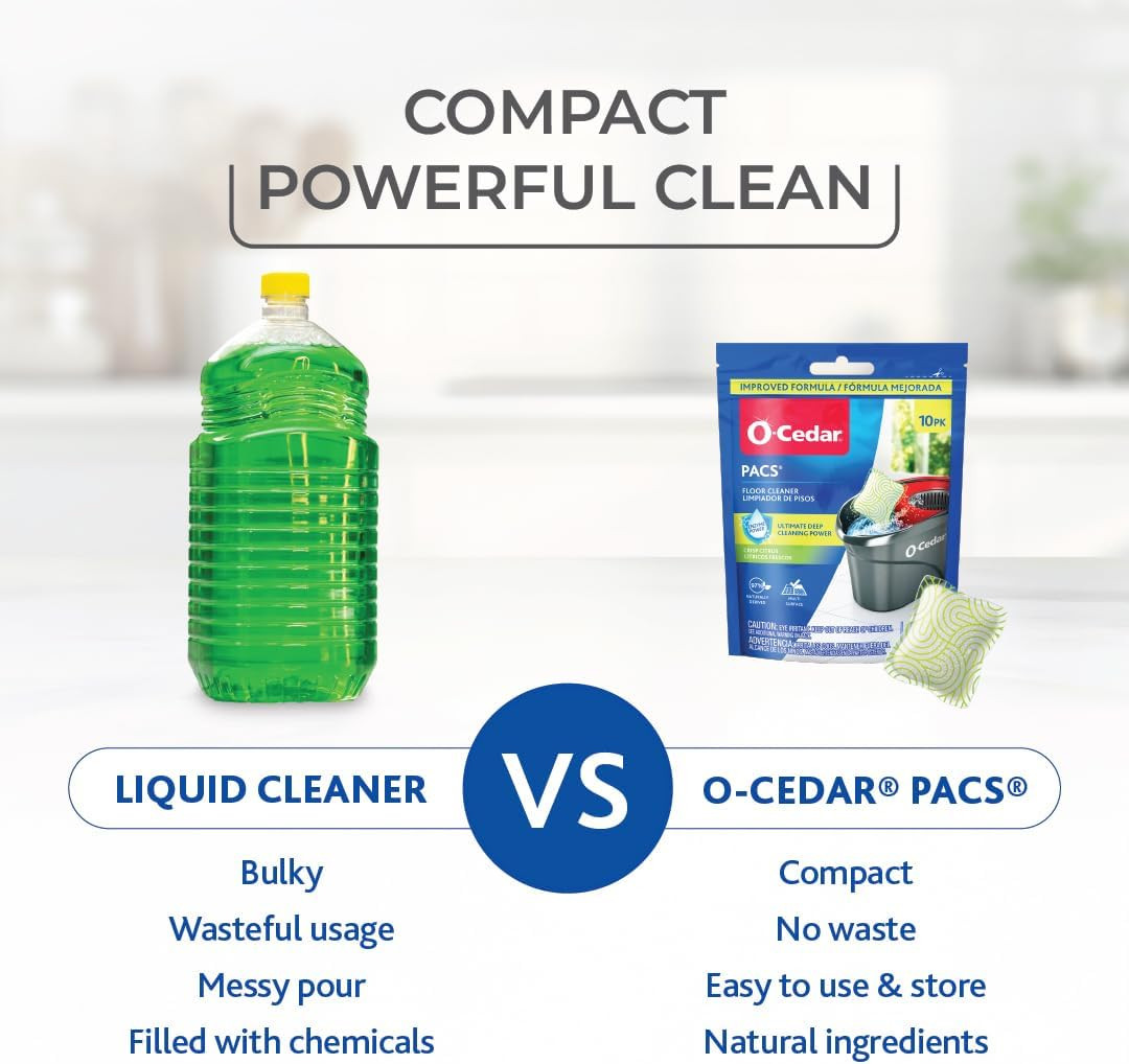 O-Cedar PACS Hard Floor Cleaner, Crisp Citrus Scent 10 Count (1-Pack) | Made wit