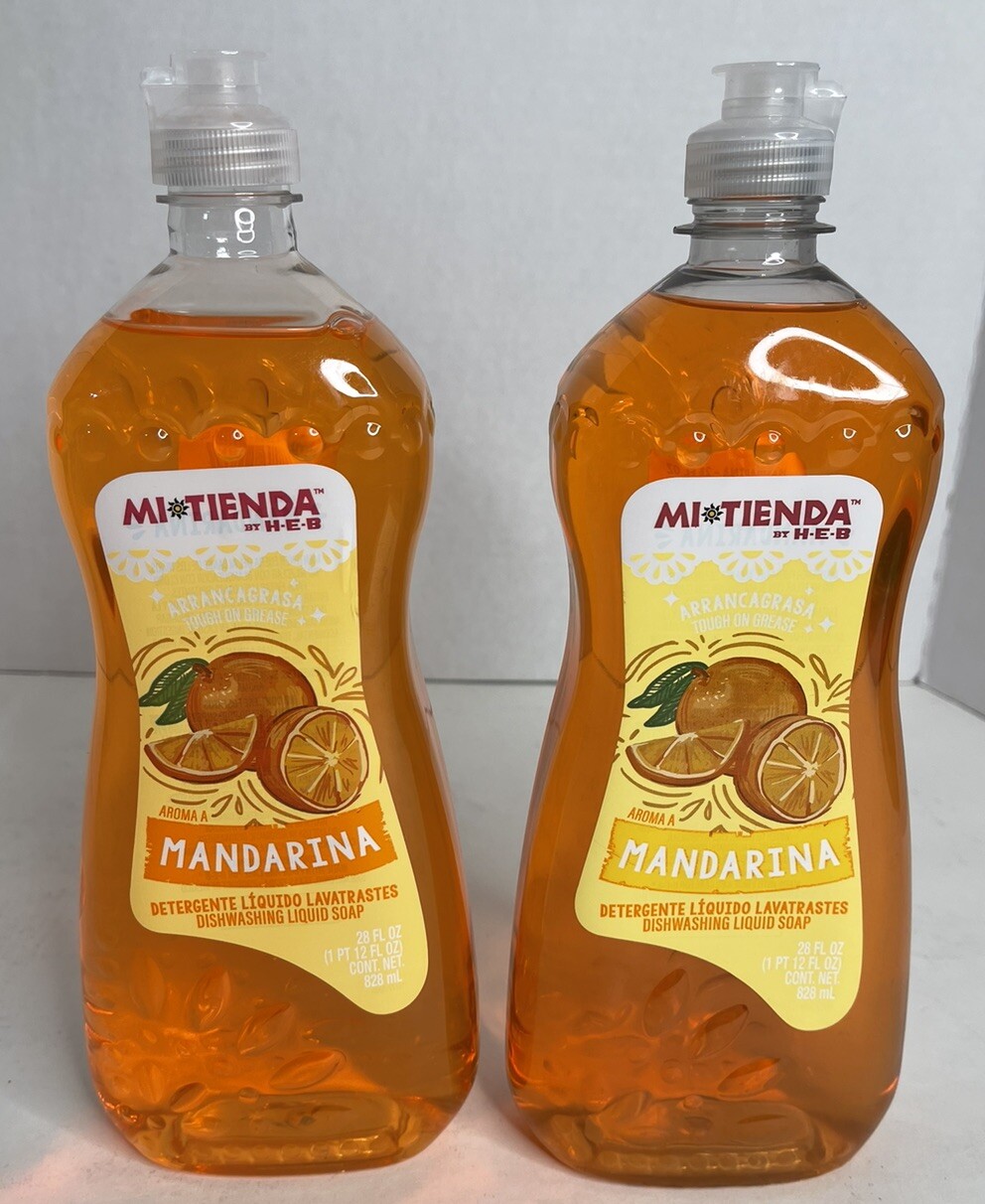 H-E-B Mi Tienda Mandarina Orange Dishwashing Liquid Soap 28 FL Oz (Lot of 2)