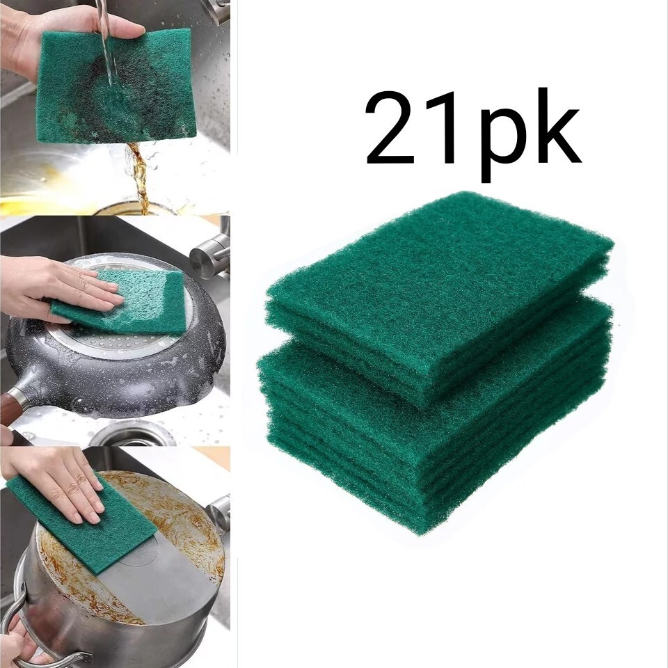 New 21pc Heavy Duty Scour Pads Household Kitchen Cleaning Scrubber Extra Thick