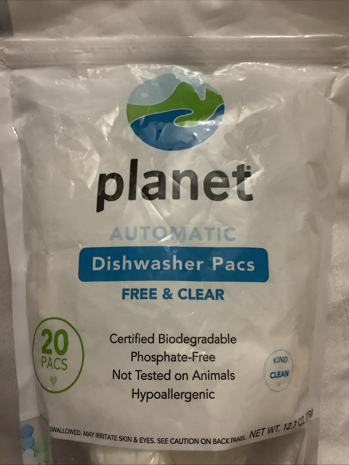 Planet Automatic Free & Clear Dishwasher Pacs, 12.7 Ounce 20 Piece Pack