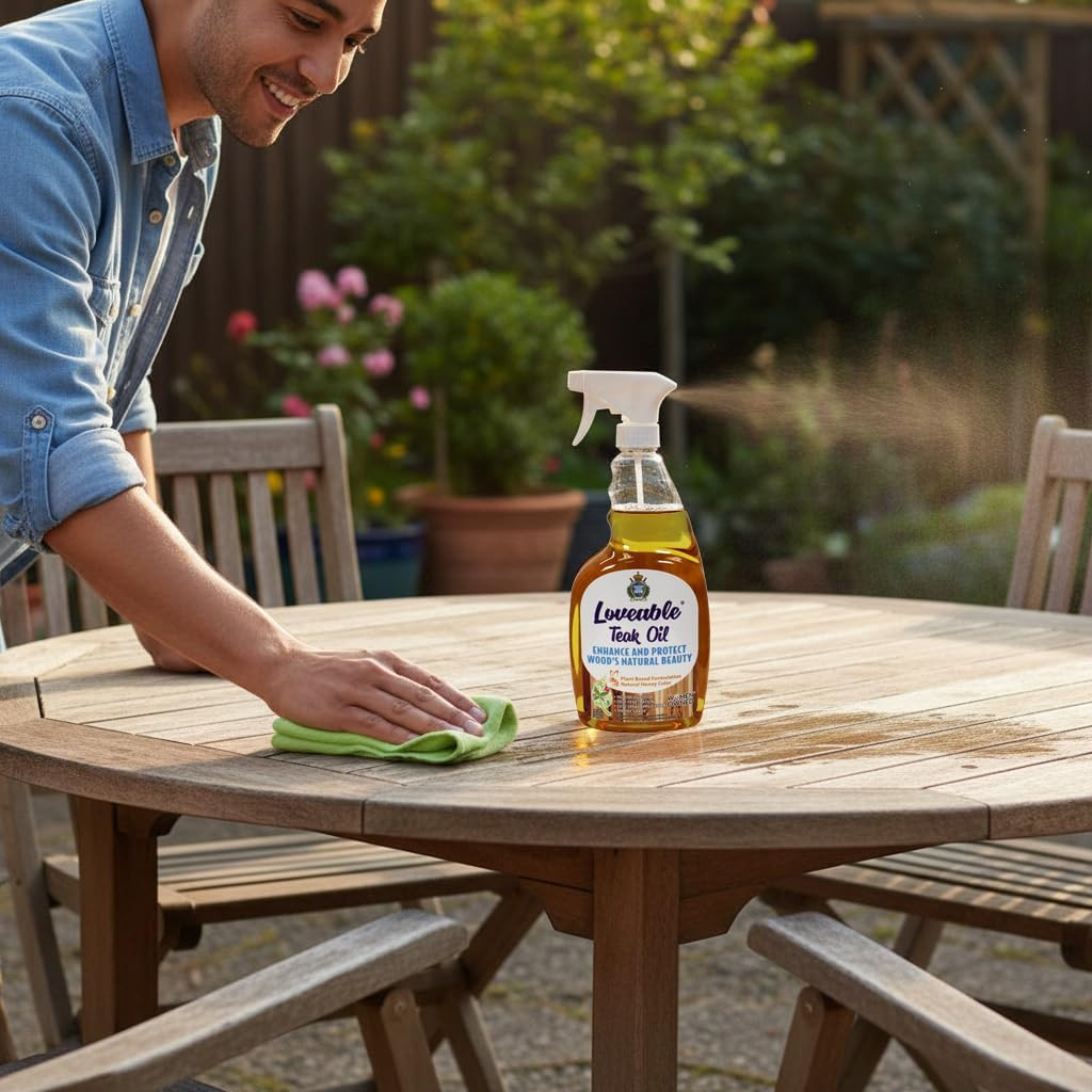 Loveable 24Oz Bottle Teak Oil Teak Cleaner Protective, Wood Restorer Eco Househo