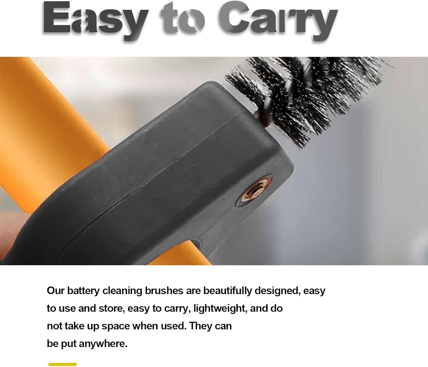 4 in 1 Car Battery Cleaning Brush, Anti-Corrosion Battery Termina Color: Black