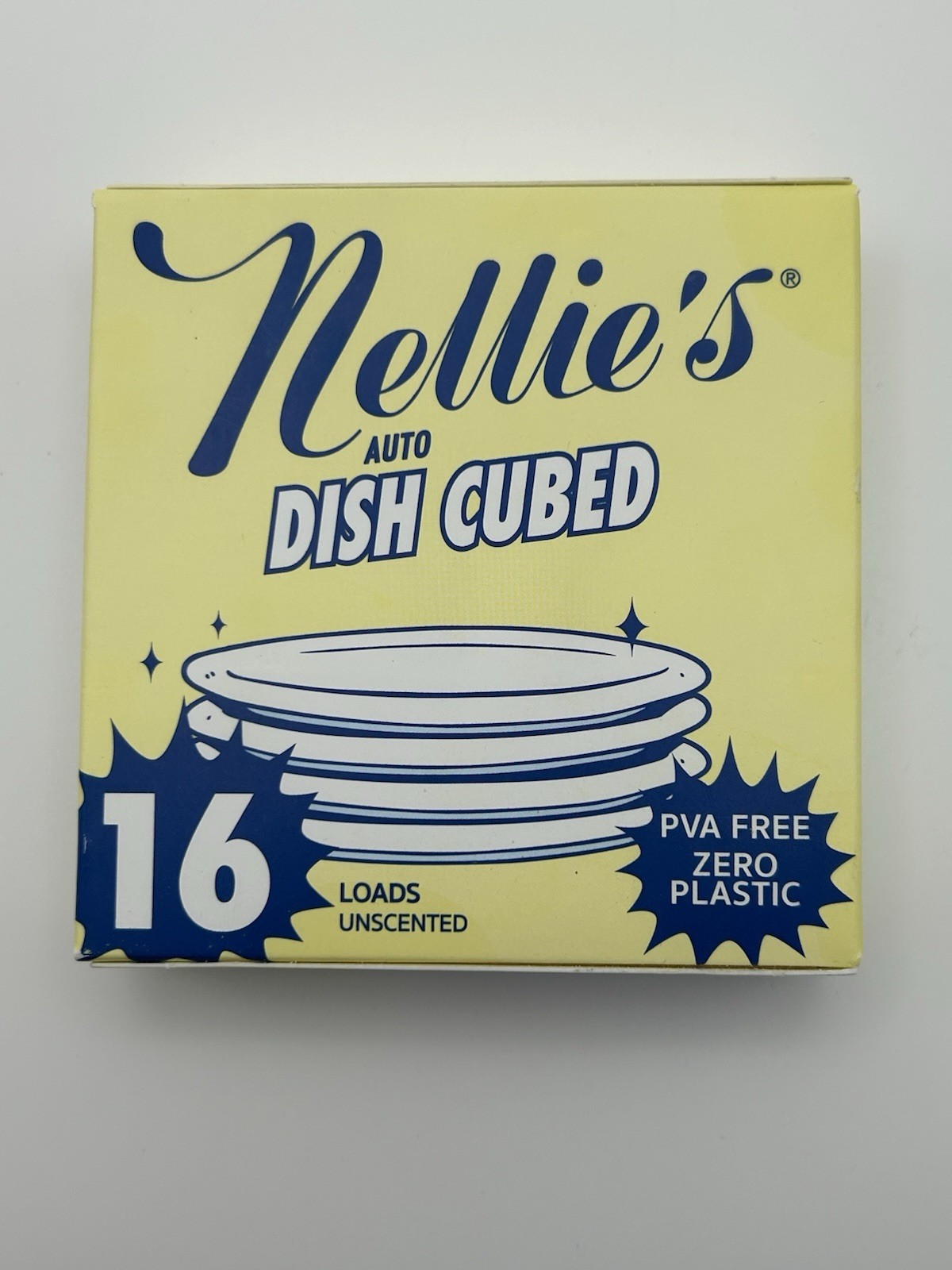 Nellie’s Auto Dish Cubed Dishwasher Cubes, Unscented, 3 Packs 48 Loads Total