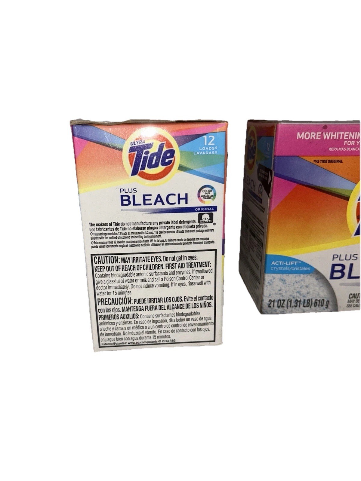 Tide Plus Bleach Acti-Lift Crystals Laundry Detergent Powder 21 oz Each Lot 2