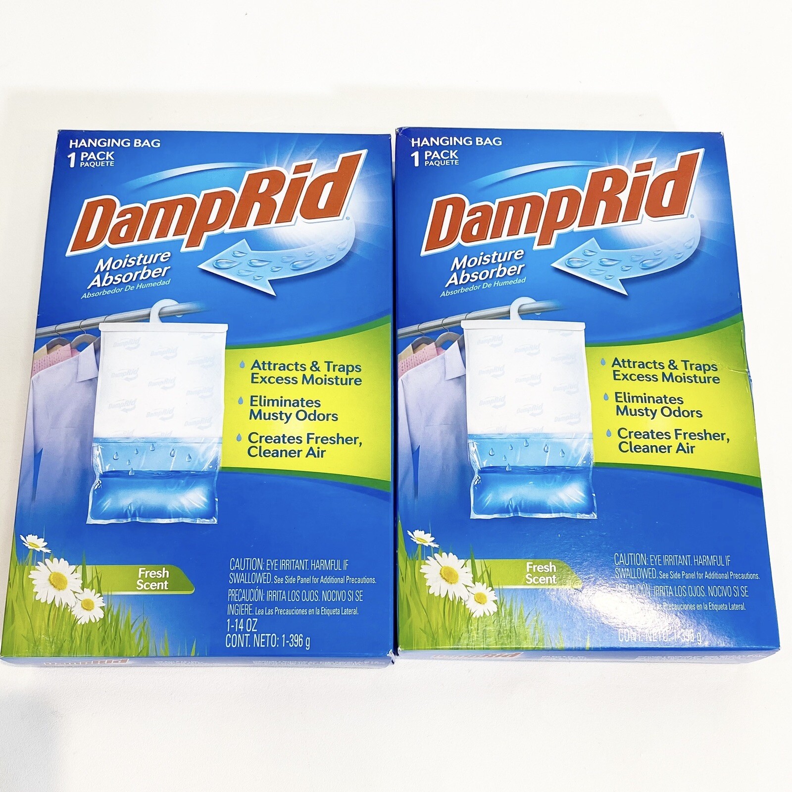 DampRid FG80 Hanging Moisture Absorber Fresh Scent 14 oz (Pack of 2)
