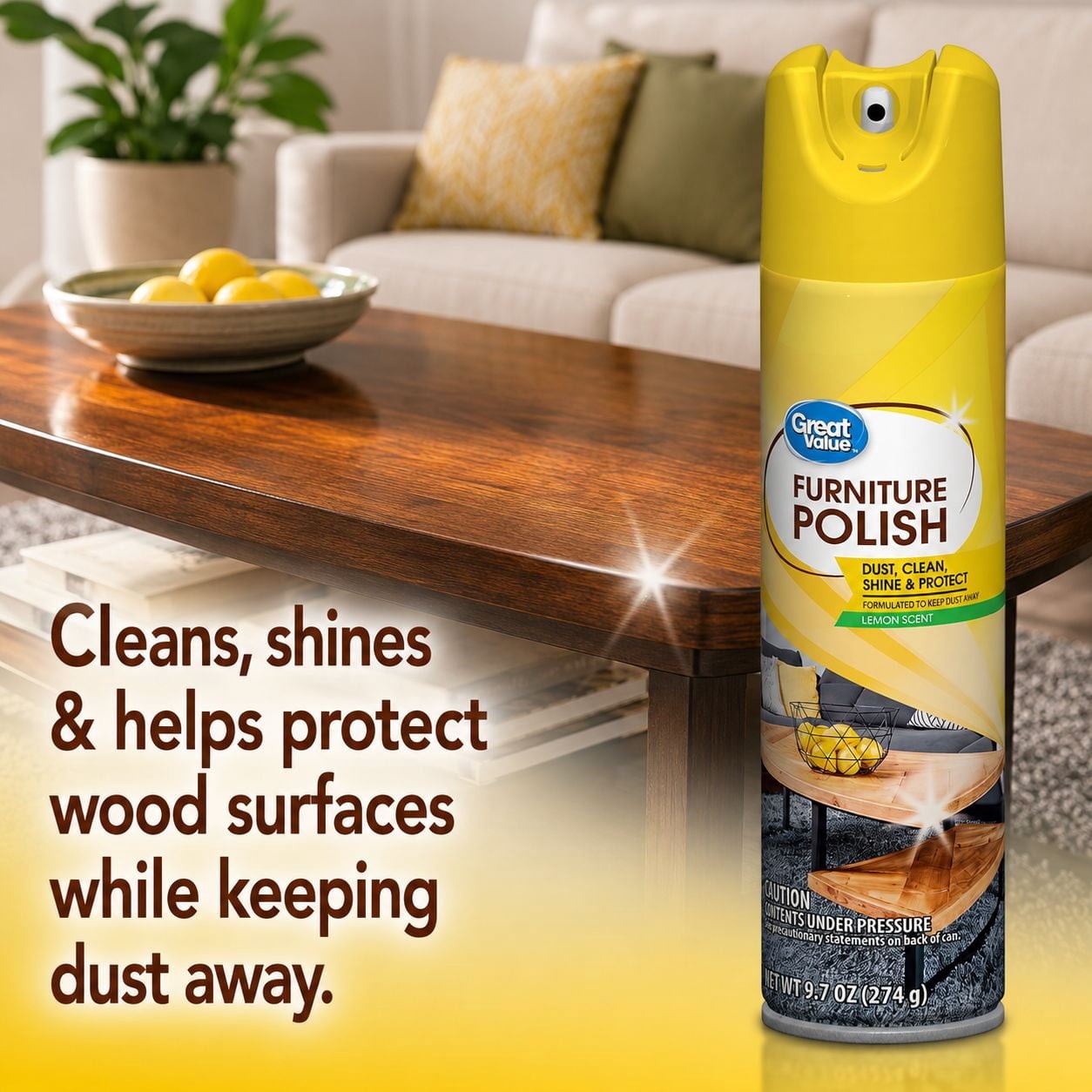 (3 pack) Furniture Polish, Lemon Scent, 9.7 oz