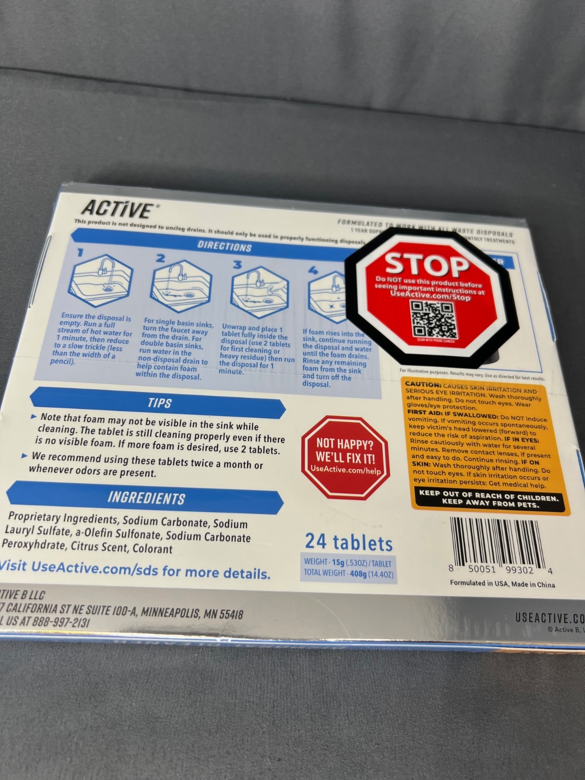 Active Garbage Disposal Cleaner Tablets 24 Tablets Citrus Scent 1yr Supply