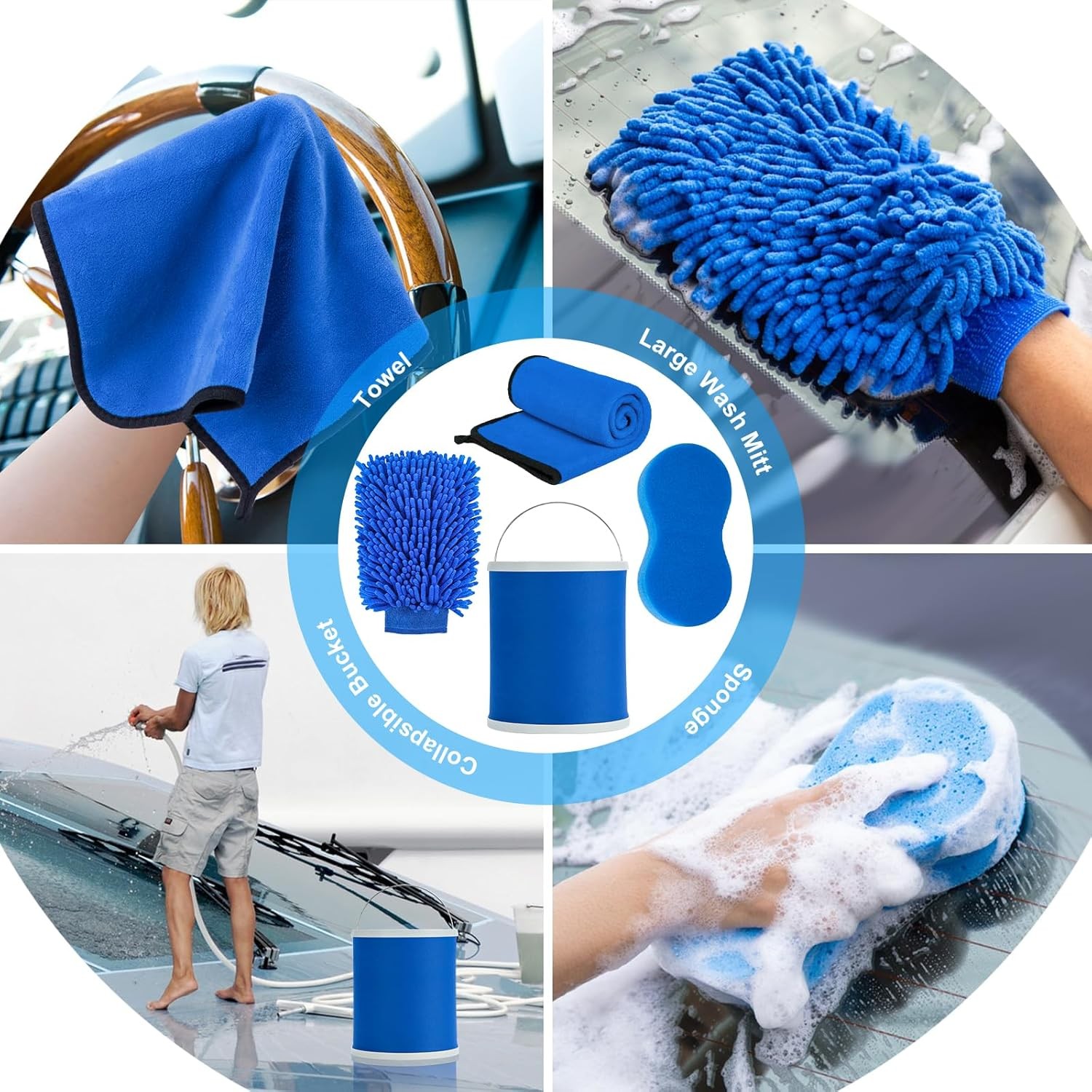 12 Pcs Boat Wash Cleaning Kit, Complete Interior Exterior Cleaning Set for Boat.