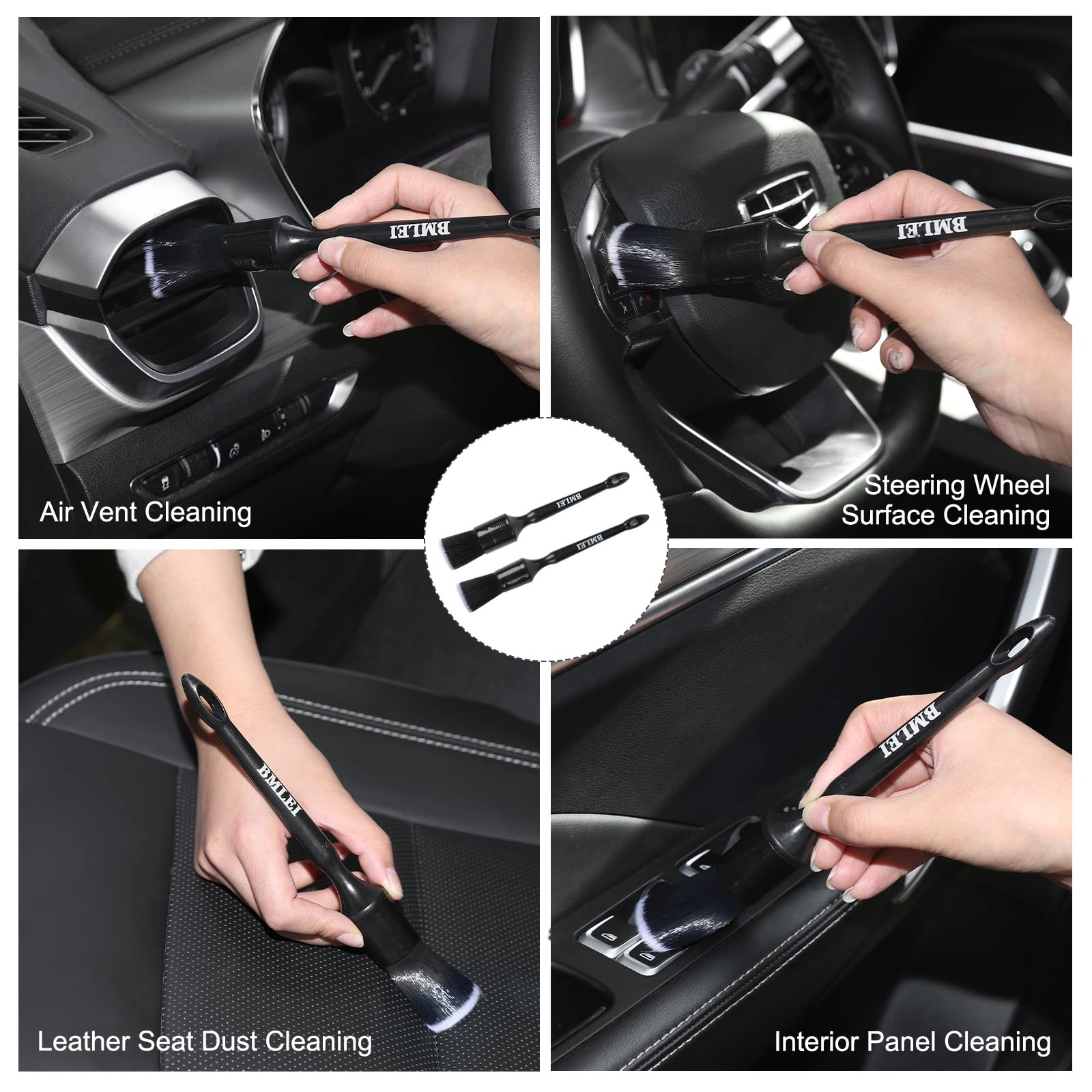 5pcs Car Detailing Brushes Set, Boars Hair Auto Car Detail Brush Kit No Scrat…