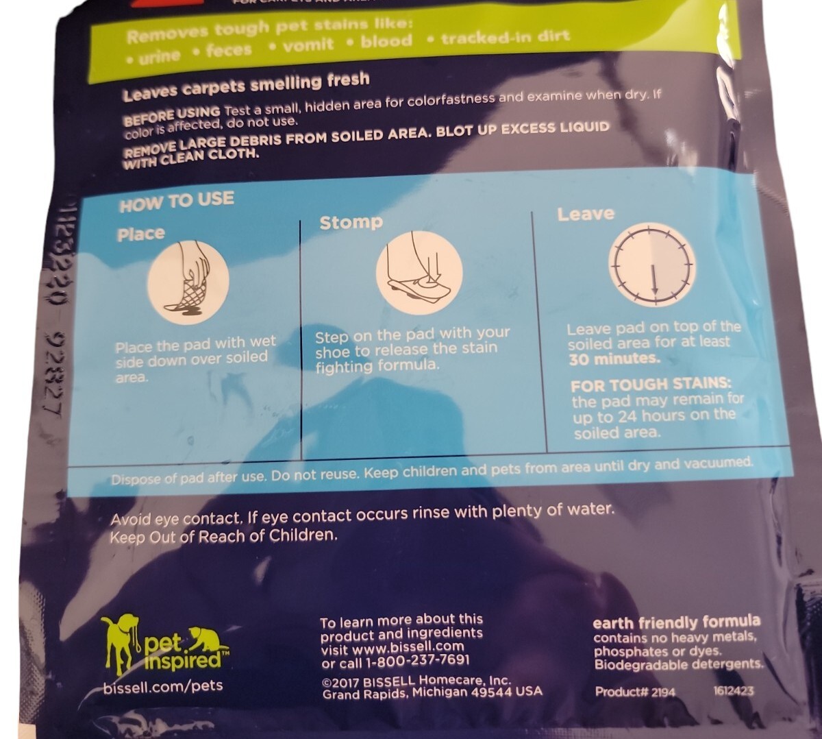 Bissell Stomp ‘n Go Pet Stain Lifting Pad+ OXY 5 Pack New! Sealed!