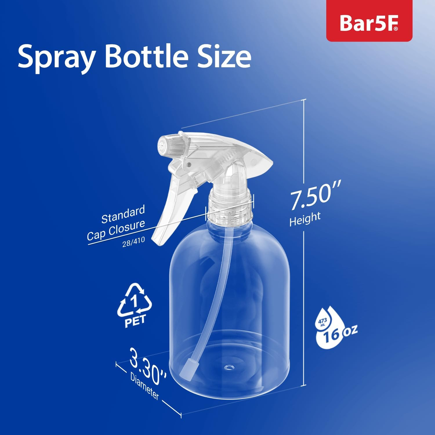 Empty Clear Spray Bottle Adjustable Head Sprayer from Fine to Stream, Natural, 1