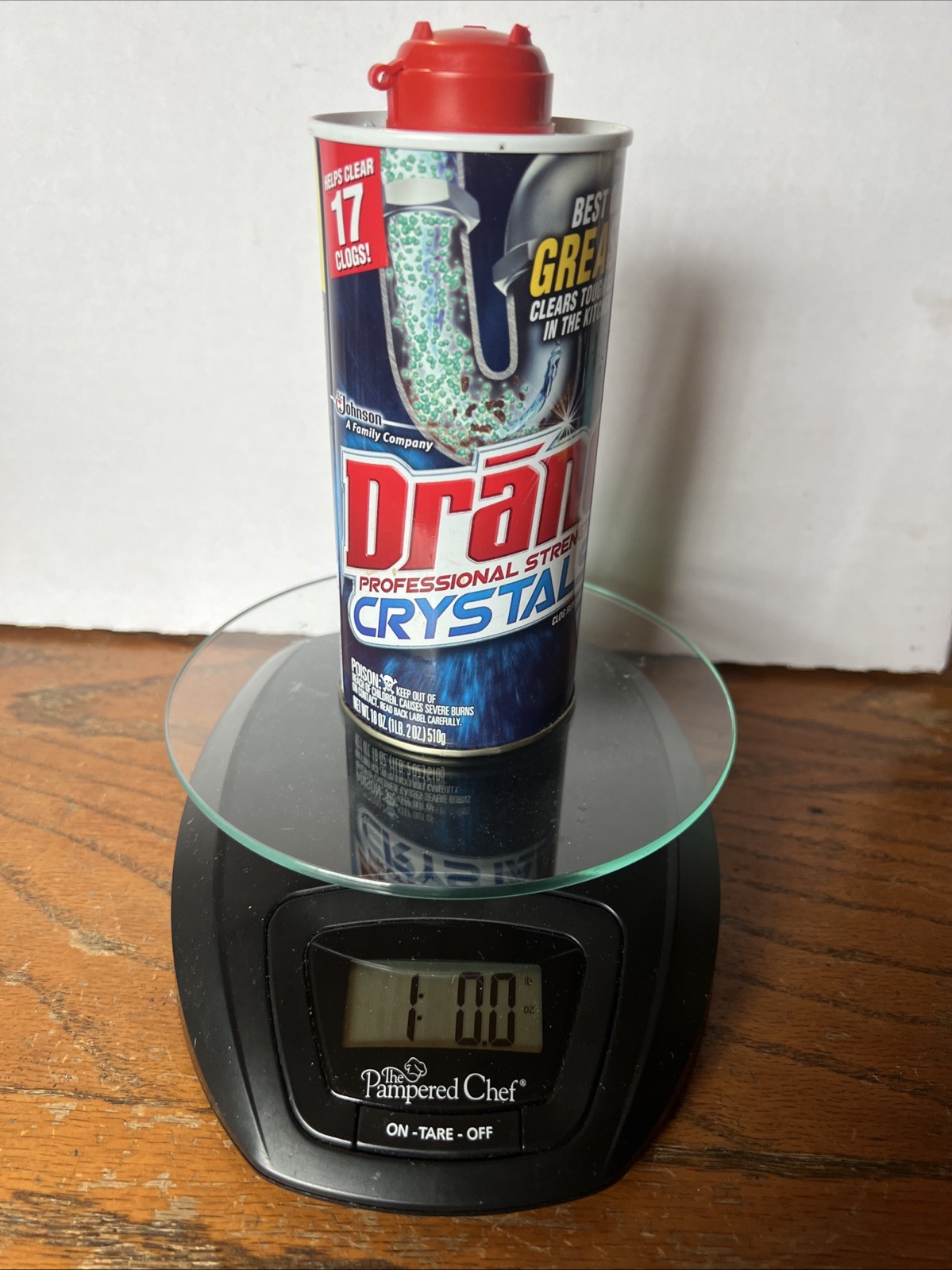 DRANO Professional Strength Crystals 2011 SC Johnson 18oz Opened Mostly Full