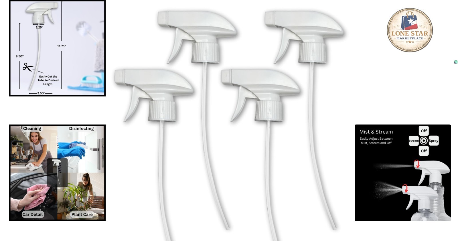 Dual Misting & Stream Trigger Sprayers – 4 Pack, Leak-Proof for Home & Office