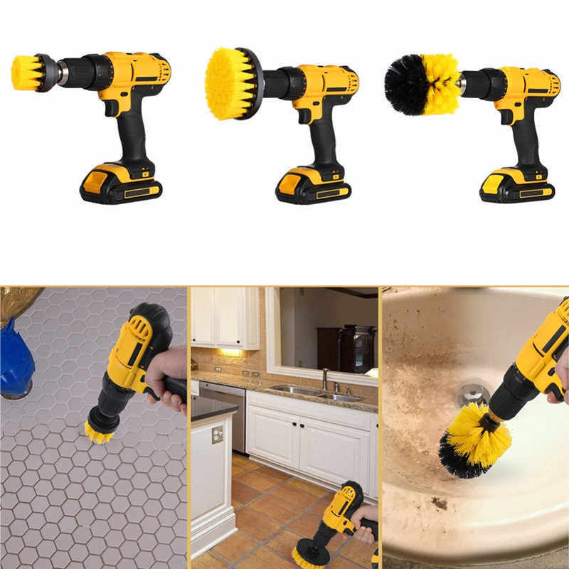 3PCS Drill Brush Power Scrubber Drill Attachments For Carpet Tile Grout Cleaning