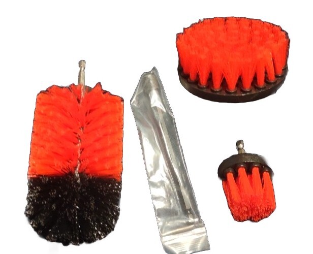 Drill Brush Set 4 Piece (Red) with 6″ Extension – Fast Free Shipping