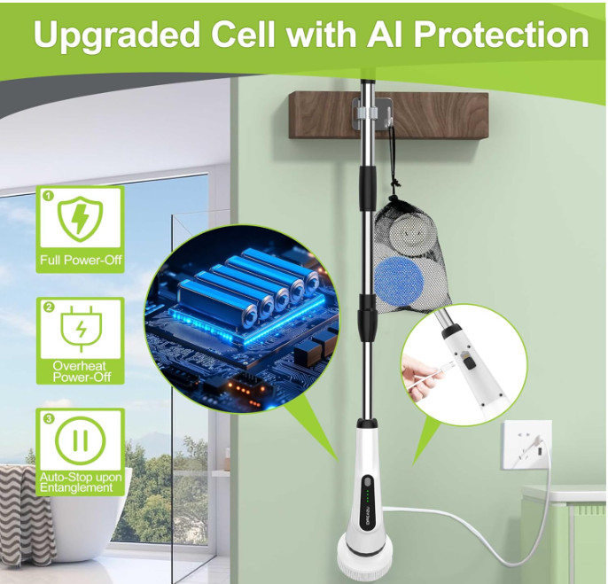 Electric Cordless Spin Scrubber Brush for Persons with Arthritis and Back Pain