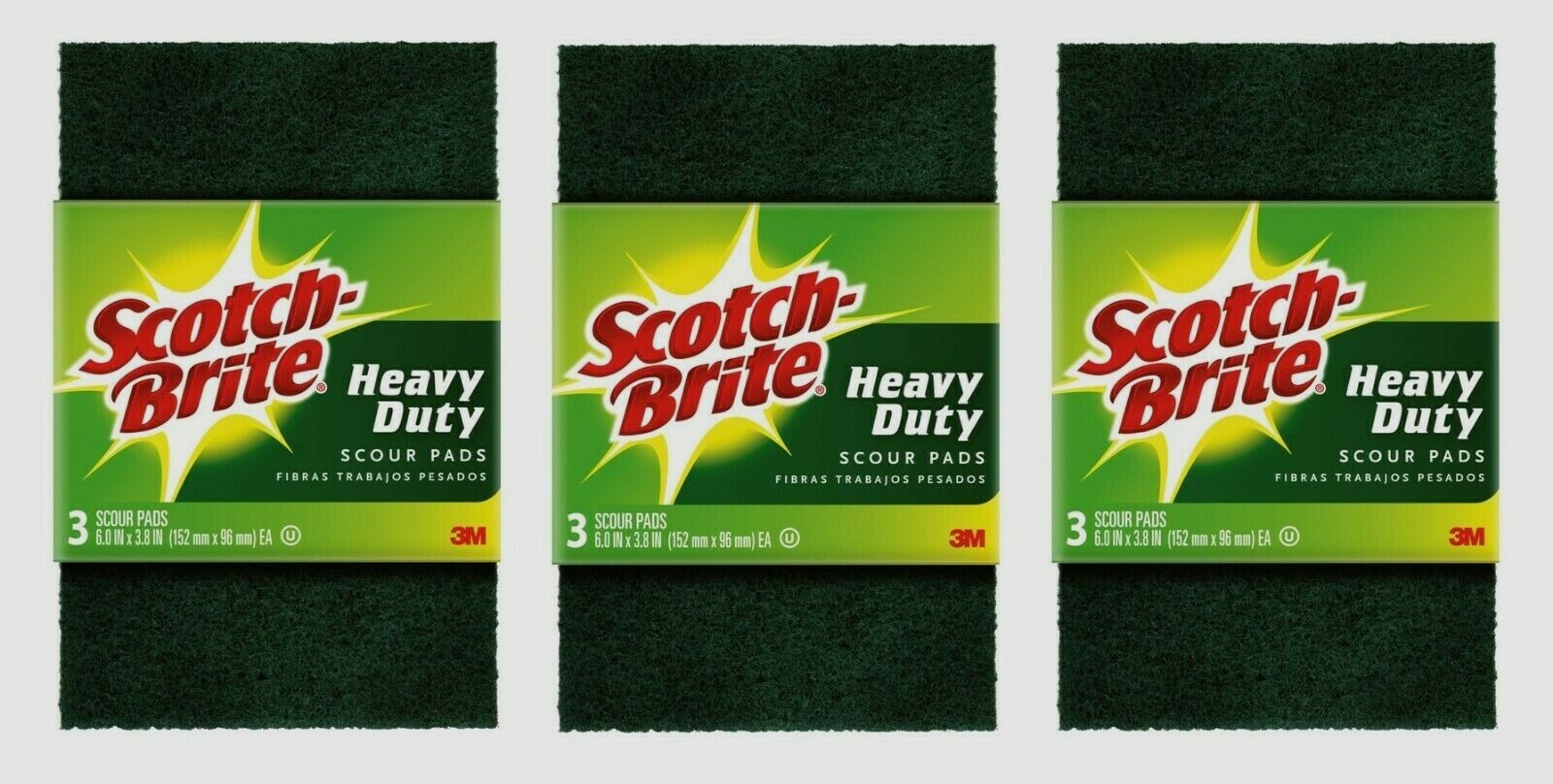 3pk Scotch-Brite SCOUR PADS 3 ea All-Purpose Heavy Duty Absorbent Kitchen 223-10