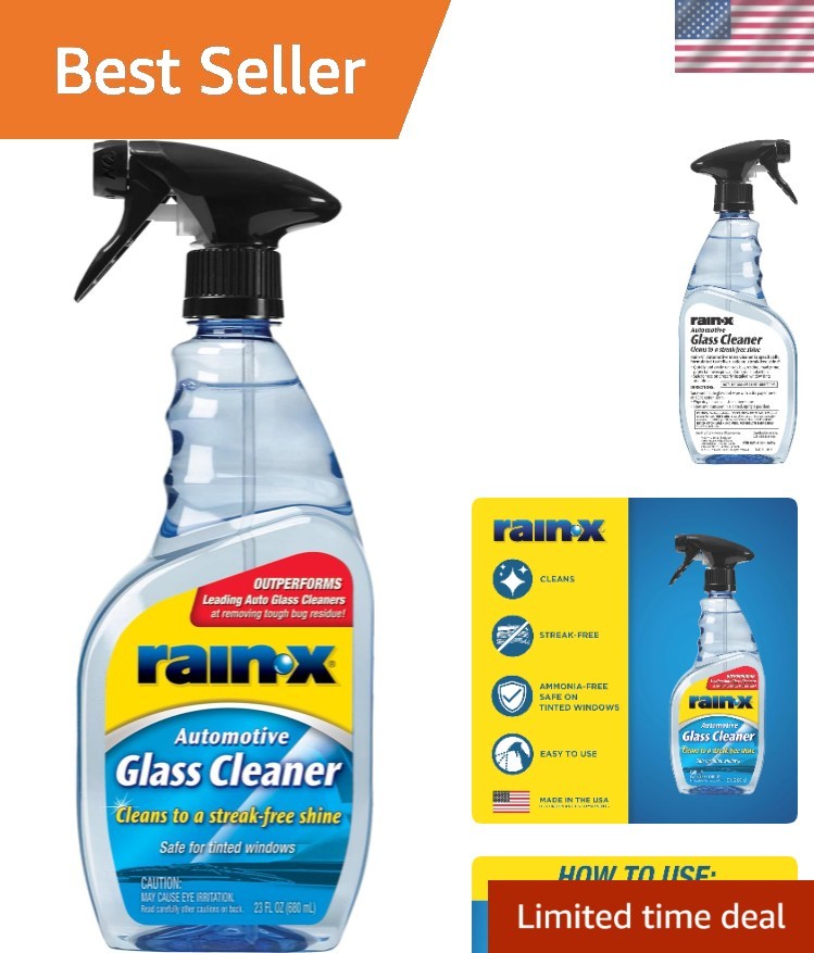 23 oz Non-Toxic Auto Glass Cleaner for a Crystal Clear Finish – Spray Formula