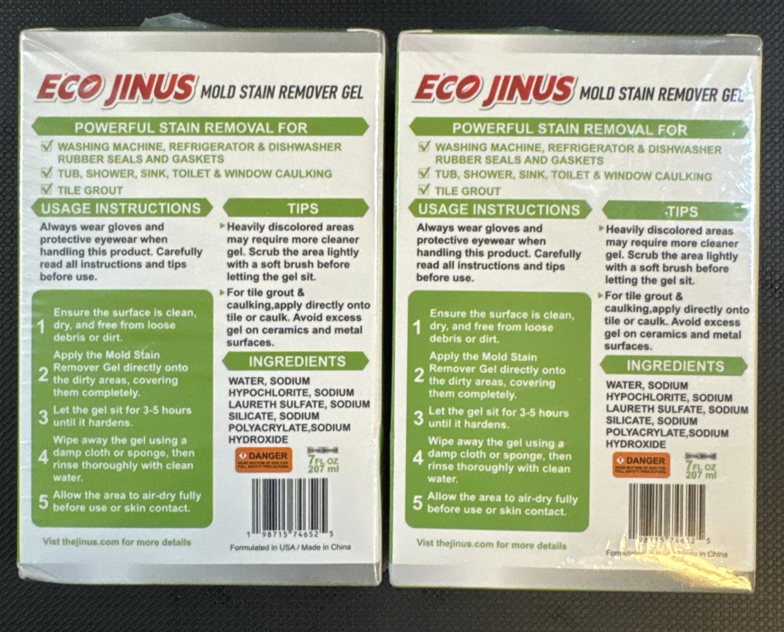 Eco Jinus Mold Stain Remover Gel 7oz , 2 Pack Washing Machine, Rubber Seals