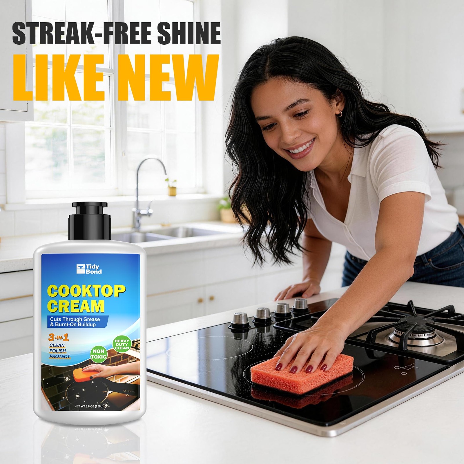 Glass Cooktop Cleaner & Polish Kit – Heavy Duty Stove Top Cleaner with Scrape…