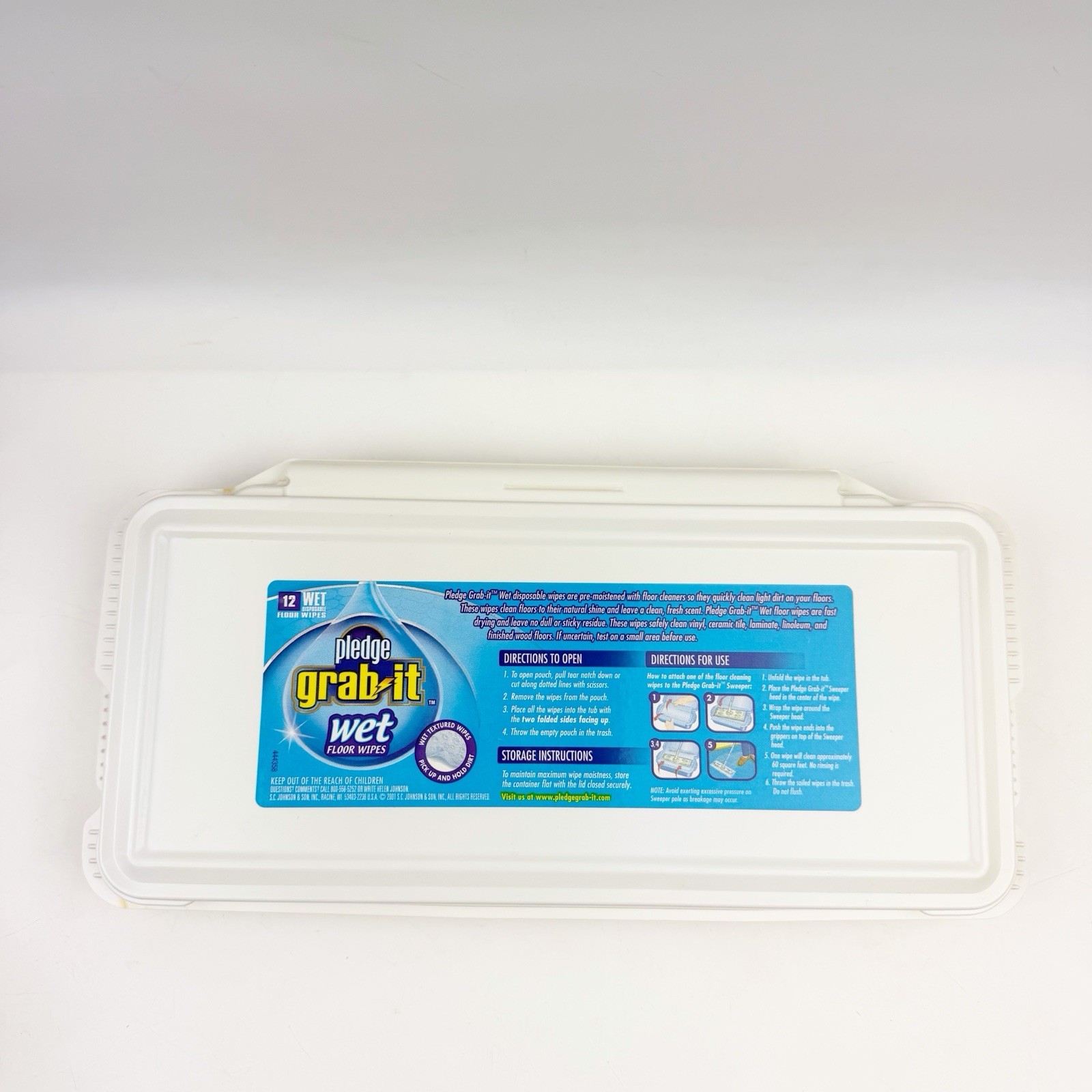 Pledge Grab It Wet Floor Wipes 12 Disposable Pre Moistened New Sealed Pkg Wear