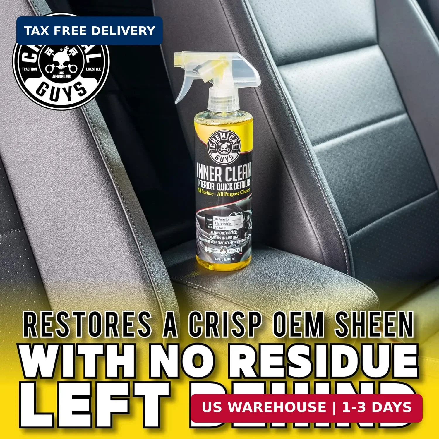 Chemical Guys InnerClean Interior Detailer Protectant Car Cleaning Spray 16 oz