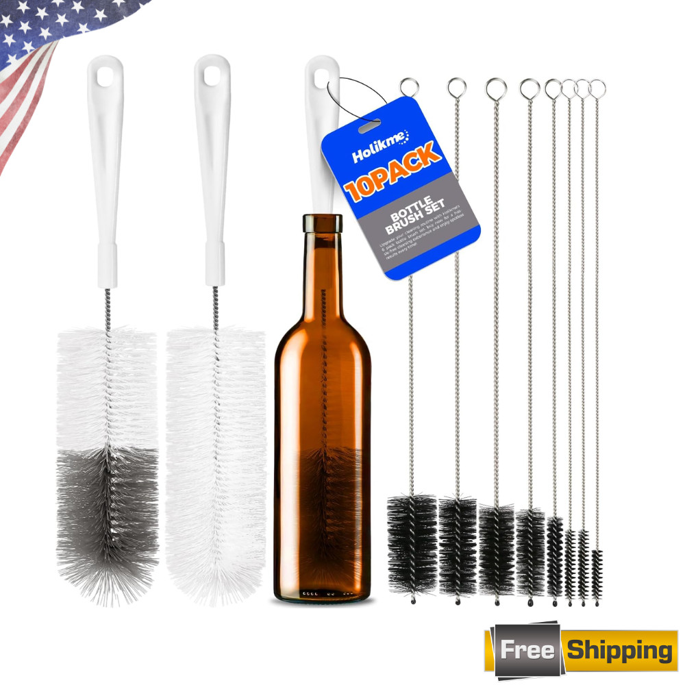 10 Pack Bottle Brush Cleaner Set, 15″ Long Handle Bottle Cleaner Brush, Flexible