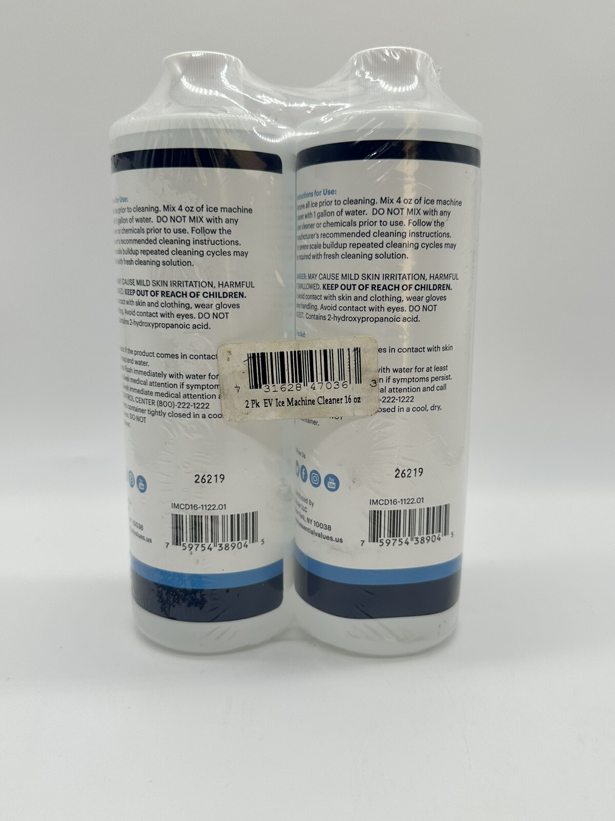 Essential Values Ice Machine Cleaner, Nickel Safe Descaler 2 Pack, 16 fl oz Each