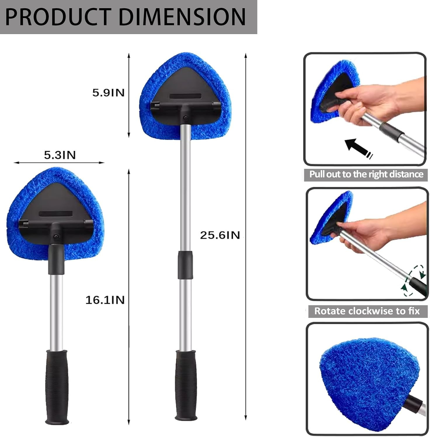 Car Windshield Cleaning Tools, Expandable Car Window Cleaner Kit with 4 Reusable