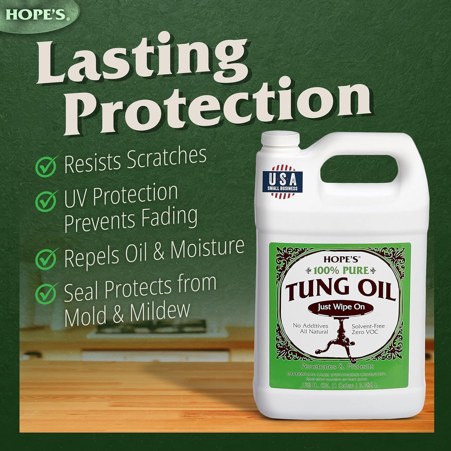 100% Pure Tung Oil, Food Safe, Waterproof Natural Wood Finish and Sealer for…